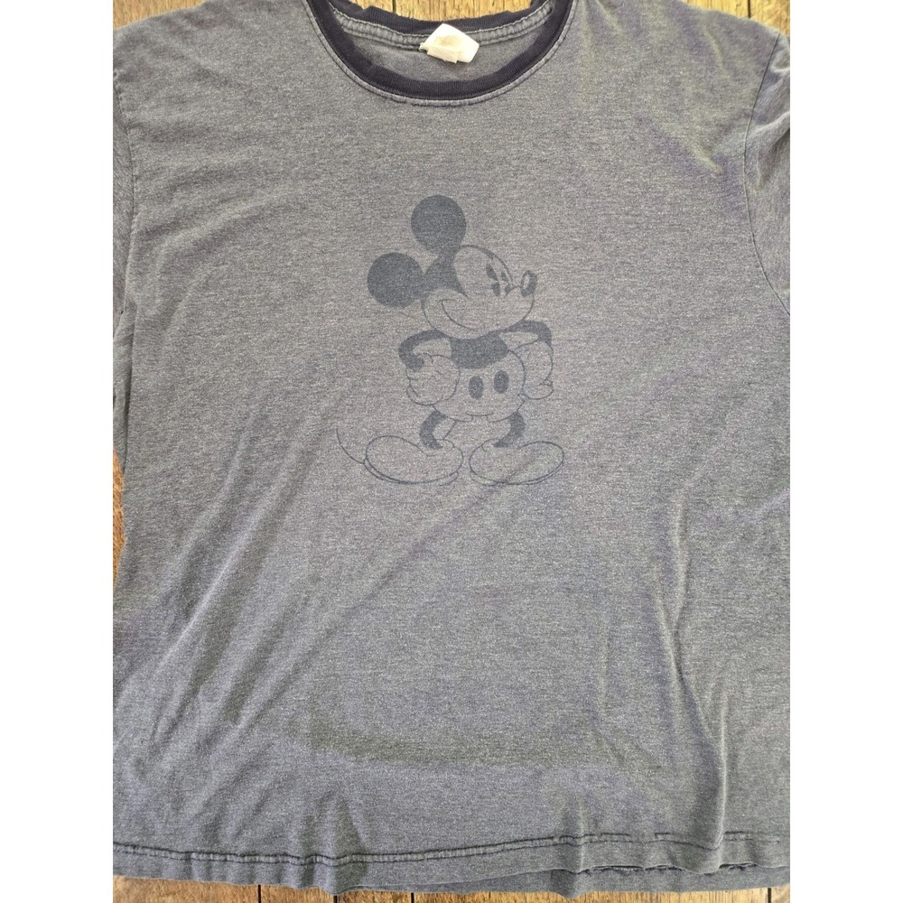 Vintage Y2k  Mickey Mouse Walt Disney Gray T-shirt Size Large Distressed Retro‎